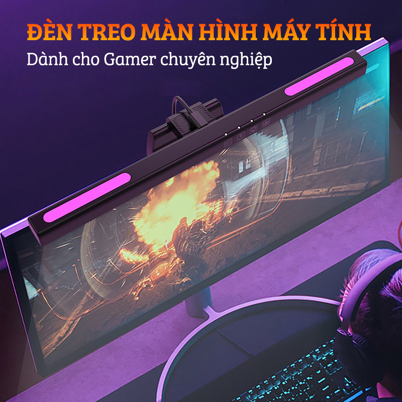 Đèn Bàn Học Kẹp Kệ Sách, Kẹp Màn Hình Máy Tính FEIDASH TB 301SG - Đèn nền RGB cao cấp - Có thể điều chỉnh ánh sáng và màu sắc - Chống lóa, không nhấp nháy - Tiết kiệm không gian, sử dụng tại nhà, văn phòng - Cáp nguồn USB sử dụng mọi nơi - Hàng chính hãng