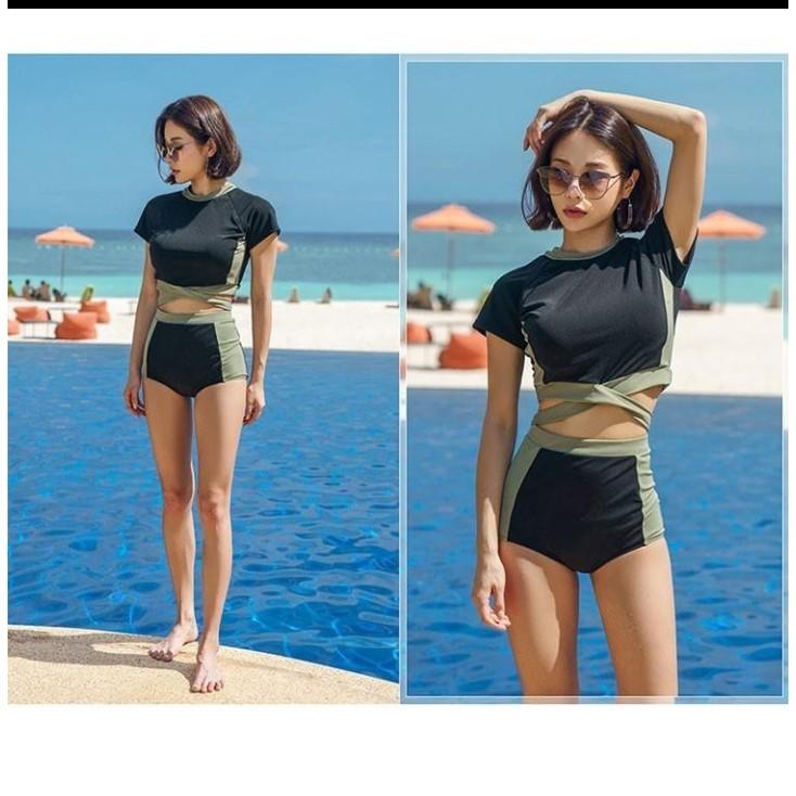 Bikini đồ bơi đi biển hai mảnh xanh phối đen hàn quốc VATIXA BKN65