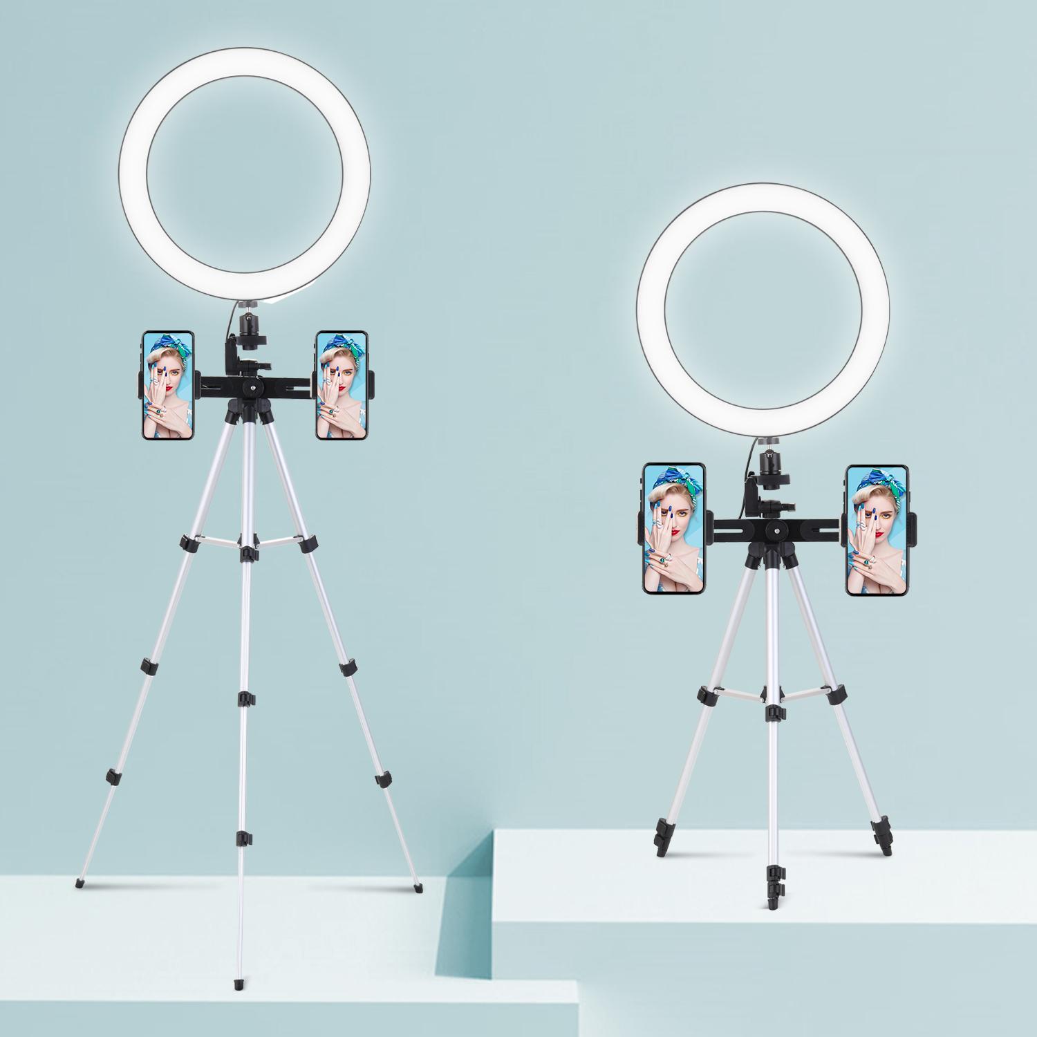 Đèn LED tự sướng tròn 10 inch có thể điều chỉnh độ sáng để chụp ảnh tự sướng truyền hình trực tiếp