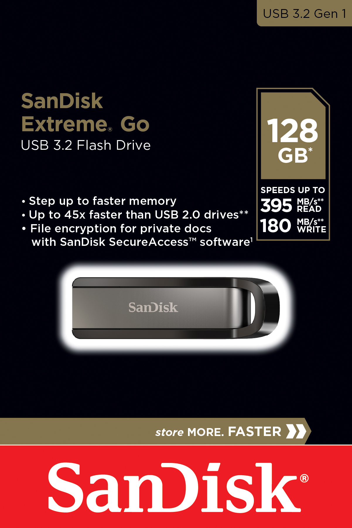 USB SanDisk Extreme GO USB 3.2 Flash Drive, CZ810, USB3.2, Metal - Hàng Chính Hãng