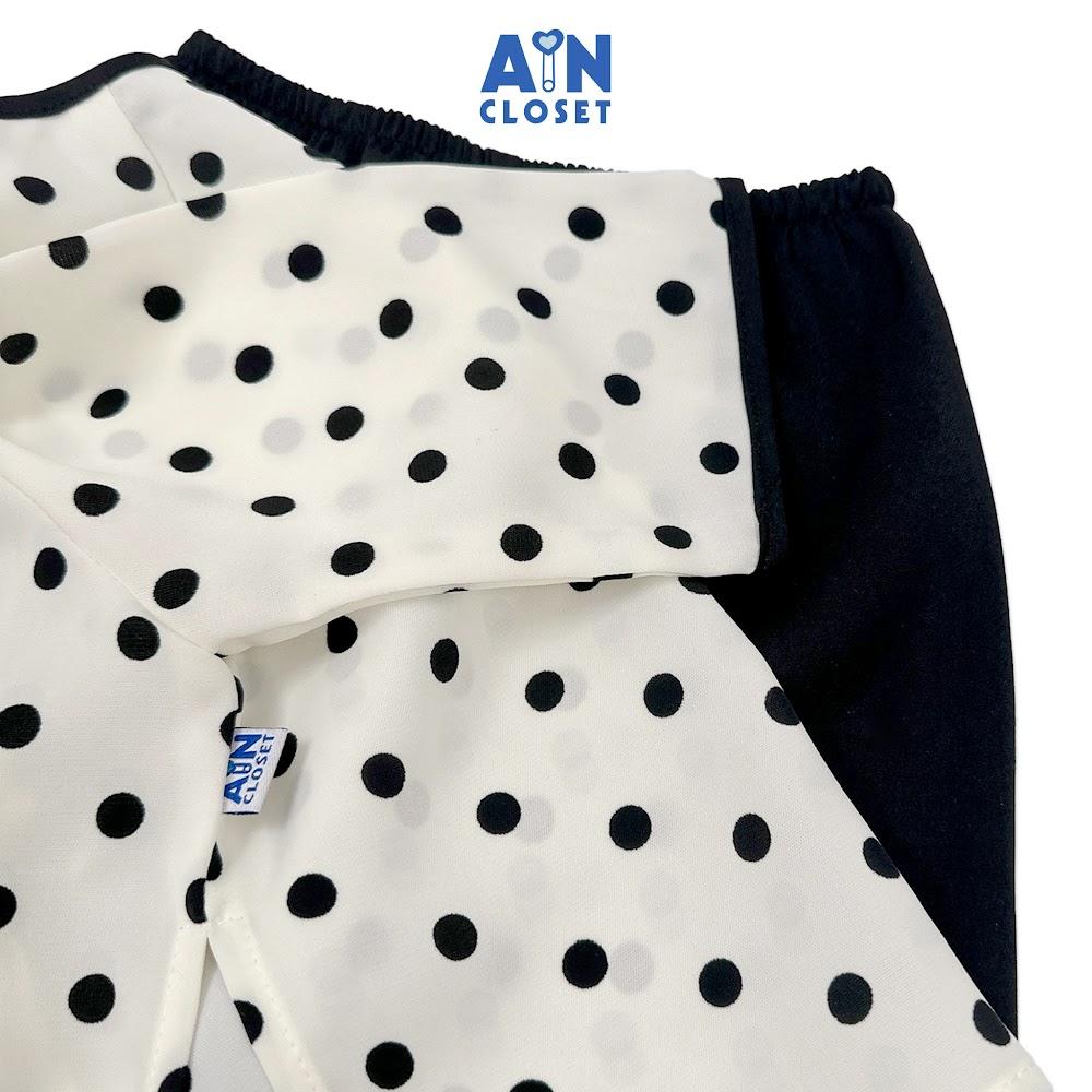 Bộ quần áo Bà Ba Dài tay lỡ bé gái hoạ tiết Bi Đen Lụa trượt - AICDBGSGWO6S - AIN Closet