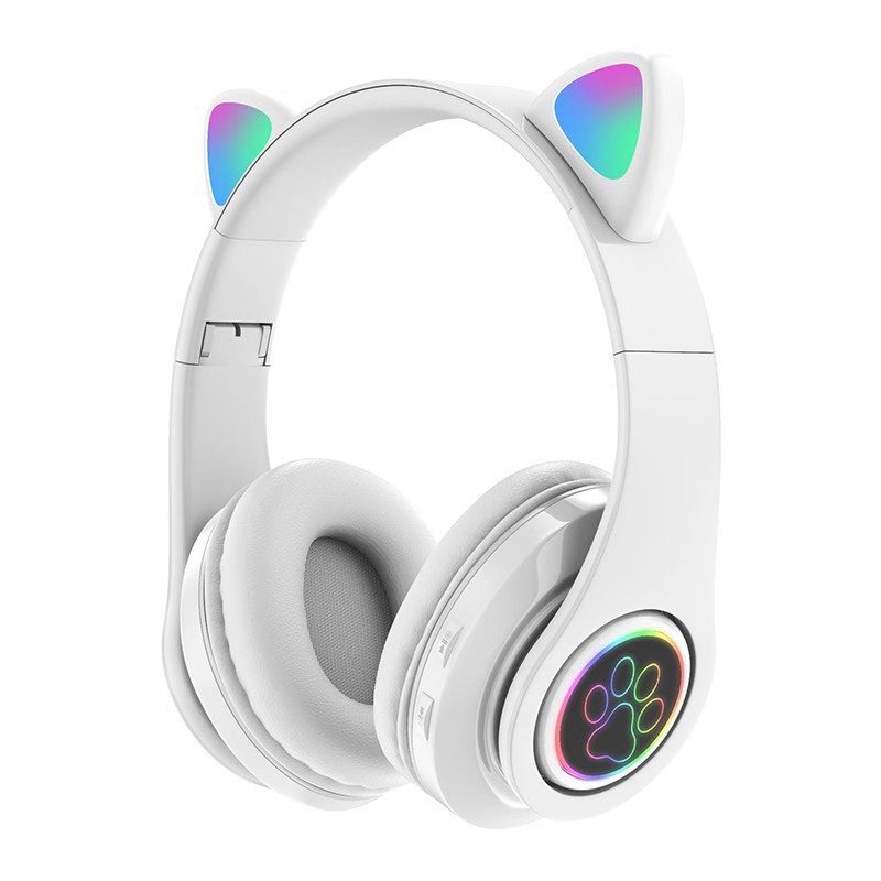 Tai Nghe Mèo Bluetooth chụp tai kết nối bluetooth 5.0, kèm dây AUX, có led nhiều màu.