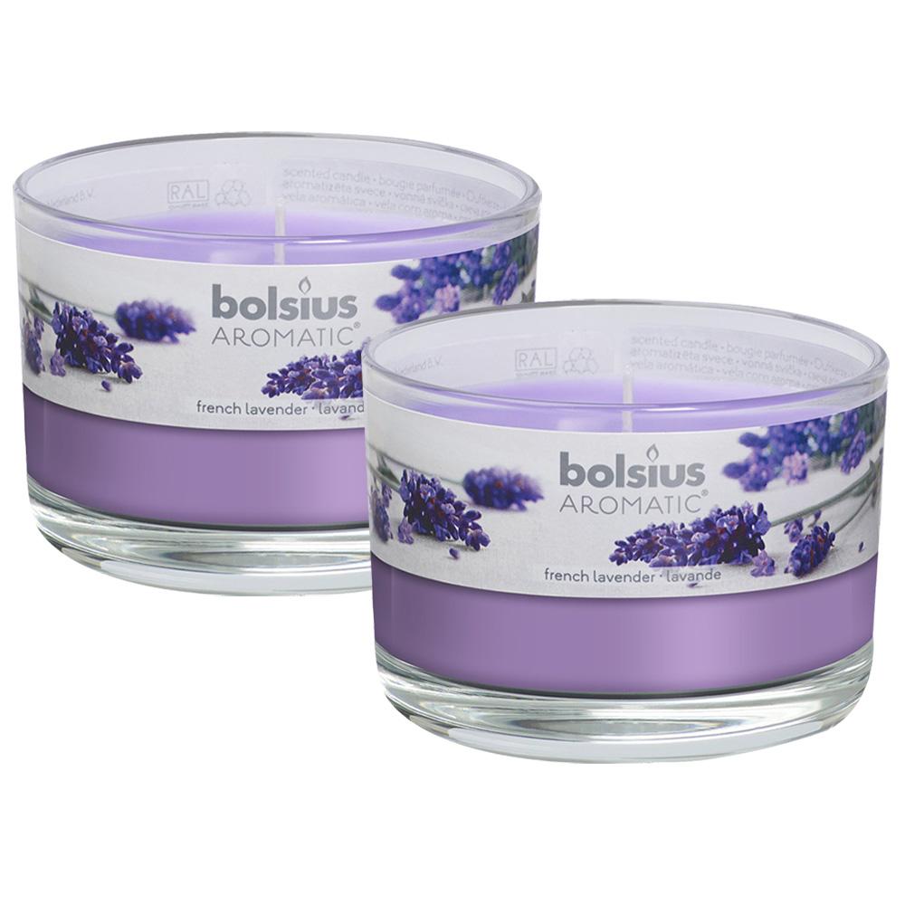 Combo 2 ly nến thơm tinh dầu Bolsius French Lavender 155g - hoa oải hương, nến trang trí, thơm phòng, thư giãn, khử mùi