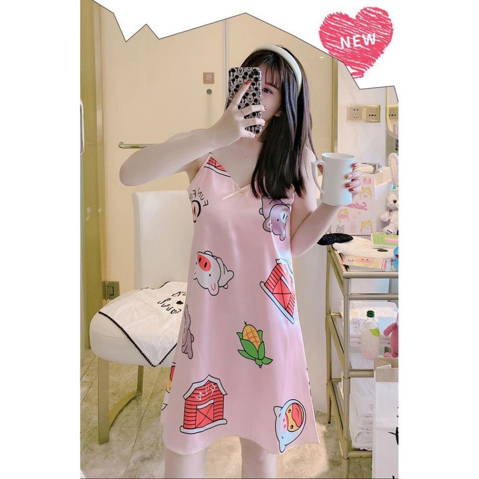 Đầm Ngủ/ Váy Ngủ 2 Dây Phiên Bản Hàn Quốc Dễ Thương Dành Cho Nữ Mùa Hè