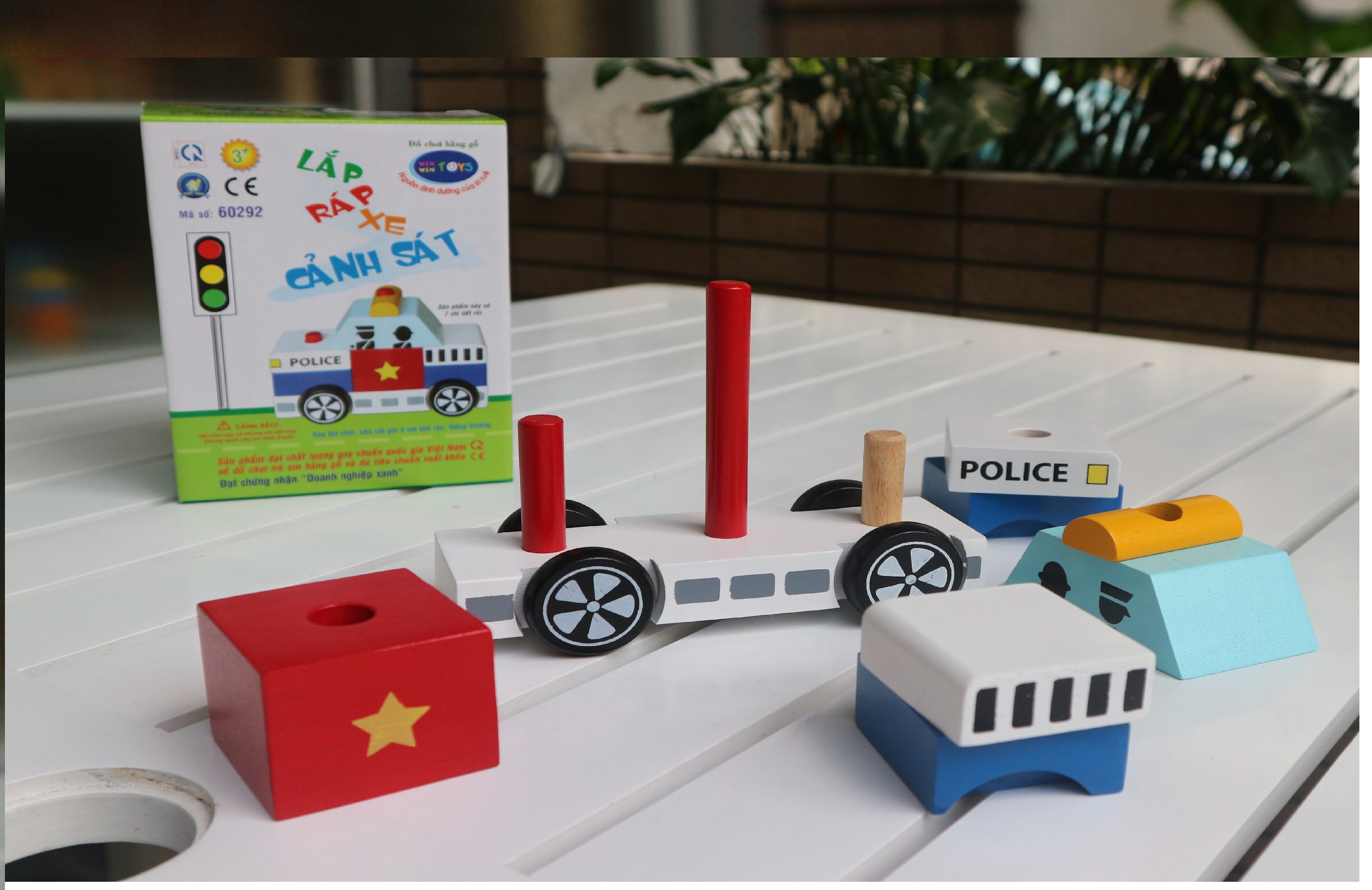 Đồ chơi mô hình xe ô tô, Lắp ráp xe cảnh sát - Đồ chơi gỗ Winwintoys