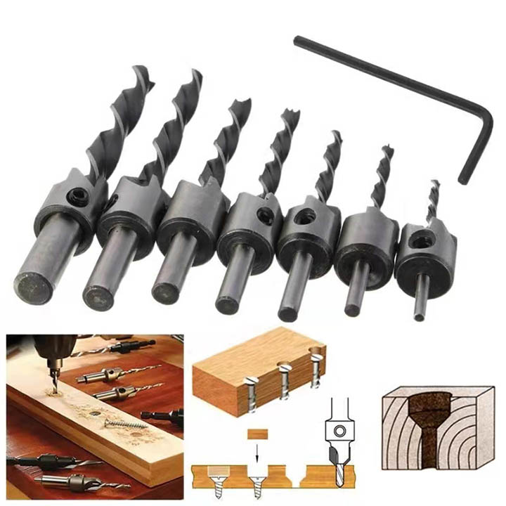 Bộ 7 Mũi Khoan Mồi Bắt Âm Vít Trên Gỗ Từ 3mm Đến 10mm