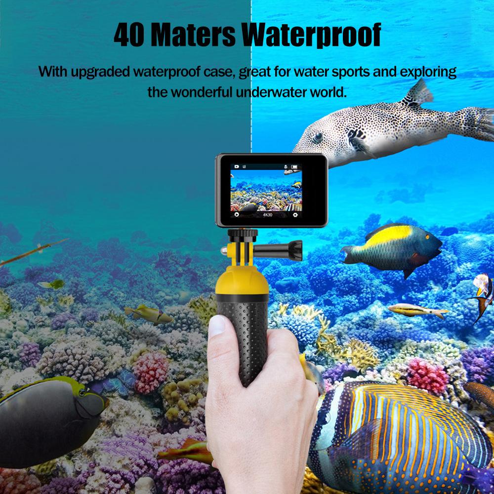 4K 24MP Dual Screen Sport Camera DV Camcorder 2.0 Inch Screen 170° Wide Angle EIS 40m Waterproof WiFi with Macro Lens