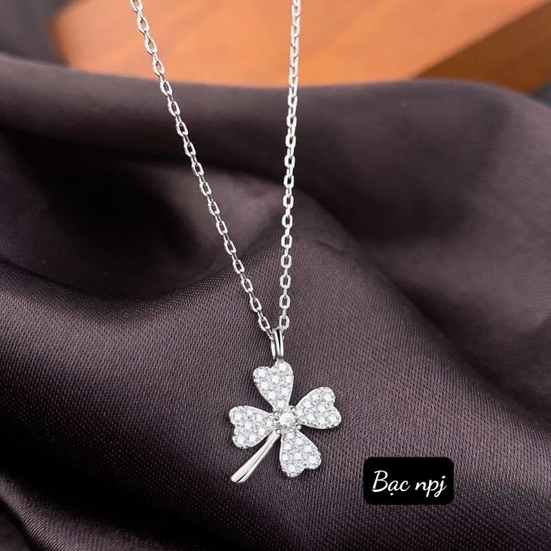 Dây chuyền cỏ 4 lá ️ Siêu Hot️ Bạc Ta, Vòng cổ mặt cỏ 4 lá - Bạc Npj
