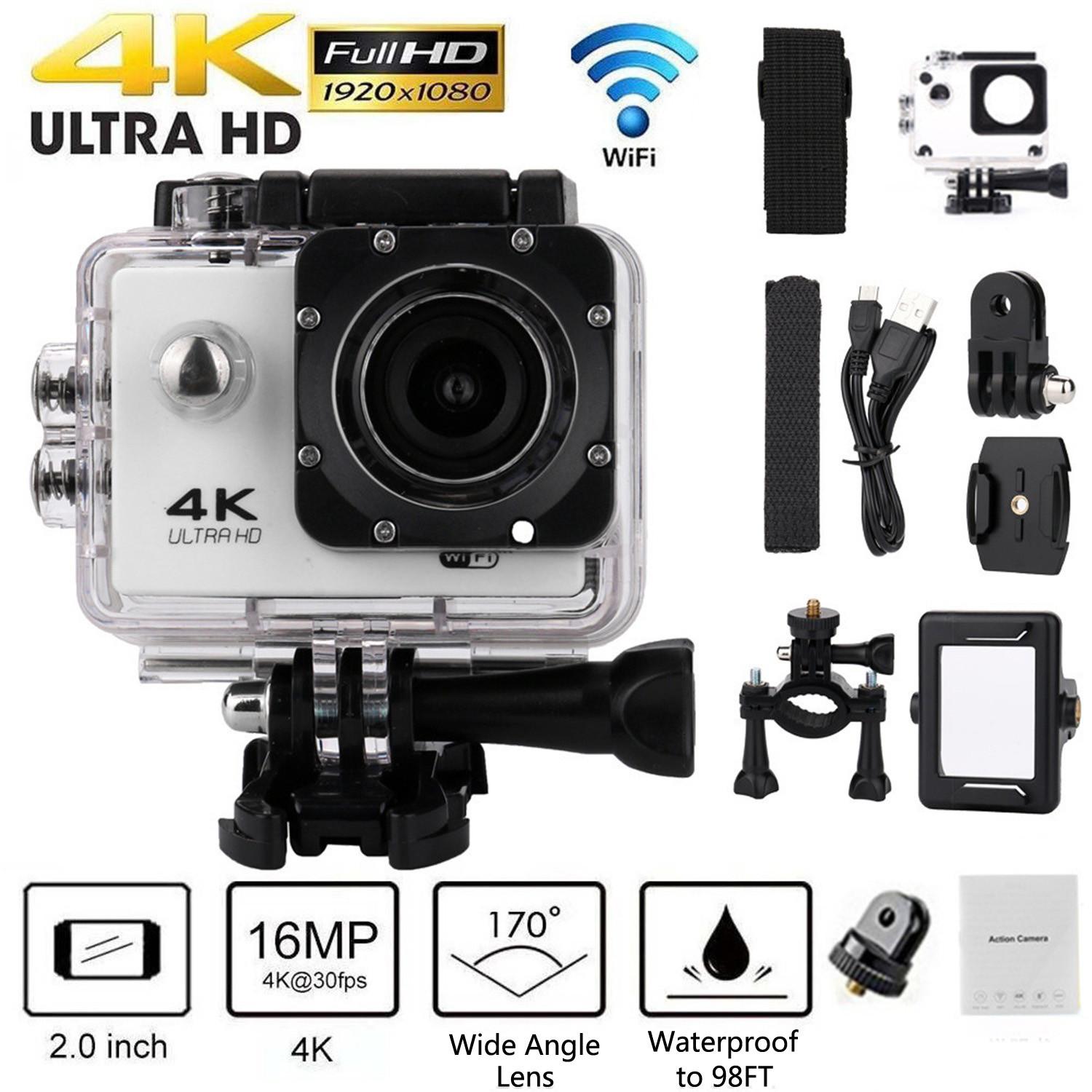 Máy ảnh thể thao Video Mũ bảo hiểm không thấm nước Máy ảnh hành động mới Ultra 4K WiFi 2 inch 170d Máy ảnh thể thao dưới nước 2022