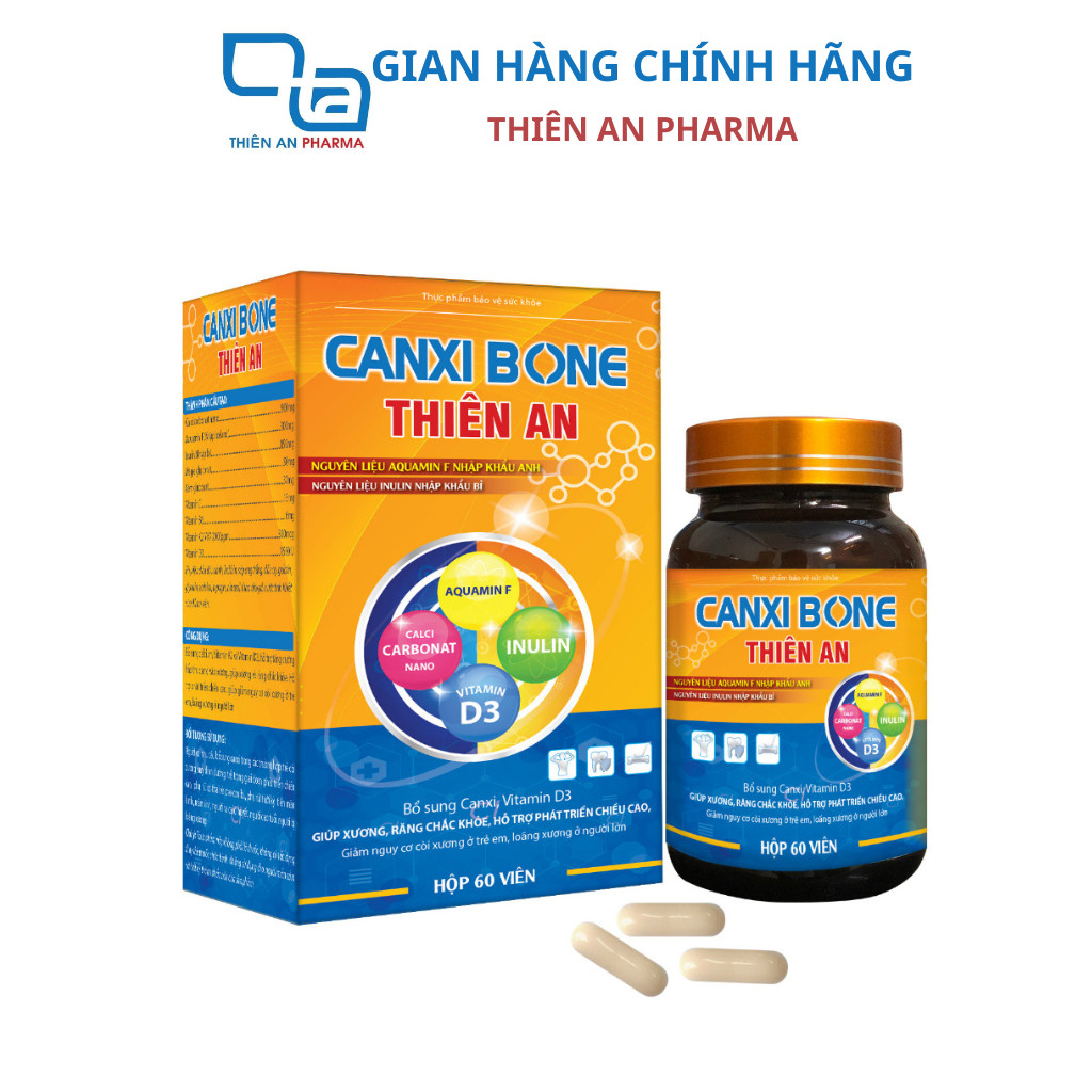 Canxi Bone Thiên An Hỗ Trợ Bổ Sung Canxi, Vitamin D3, Hỗ Trợ Xương, Răng Chắc Khỏe Hỗ Trợ Phát Triển Chiều Cao