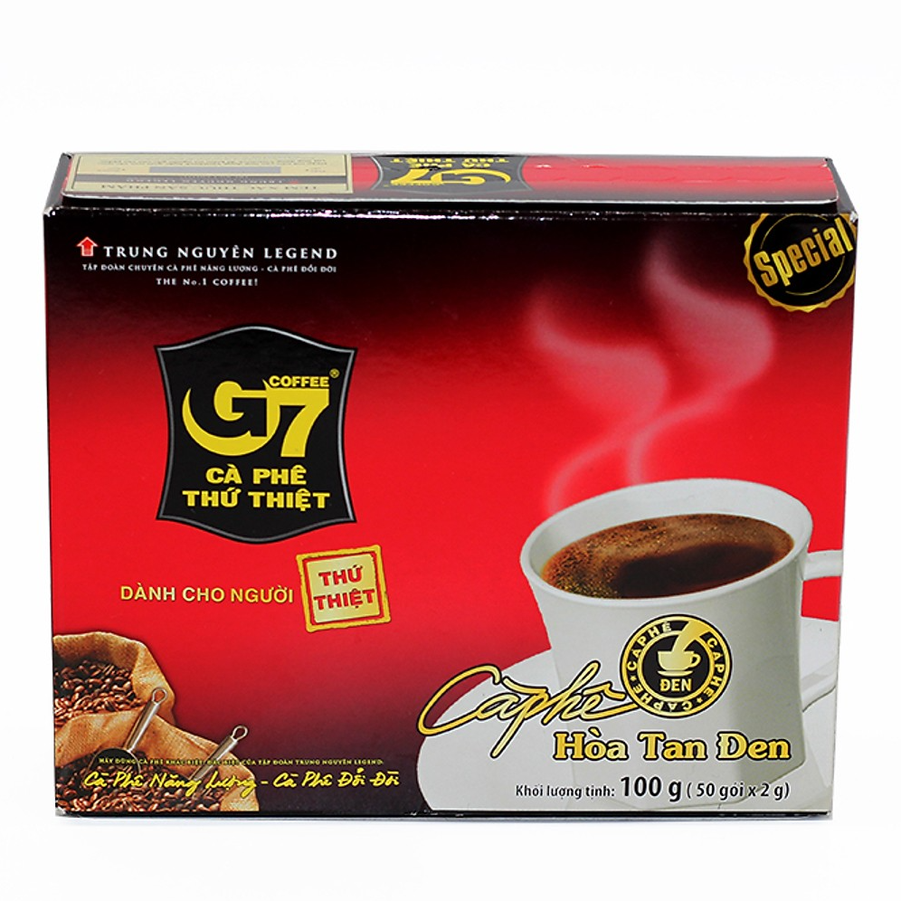 Cà Phê G7 Hòa Tan Đen Trung Nguyên - Hộp 50 gói x 2g