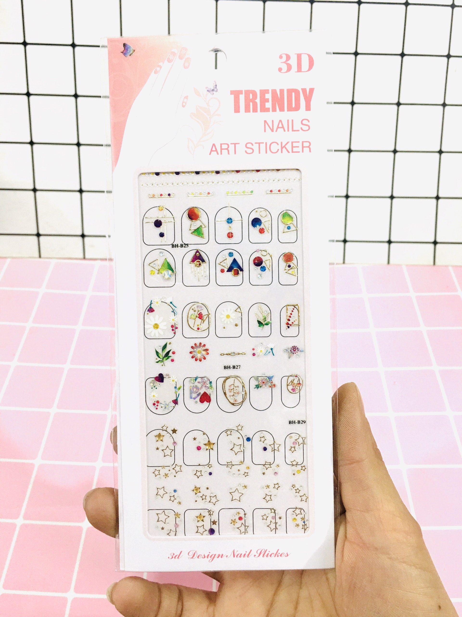 Set 5 bảng Dán trang trí móng tay 3D Trendy sang chảnh