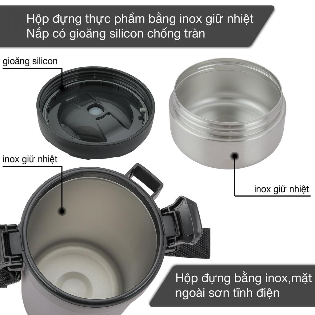 Hộp cơm giữ nhiệt LEBENLANG LBT856 bằng inox 304 với 4 khay riêng biệt, dung tích 2.2L - hàng chính hãng