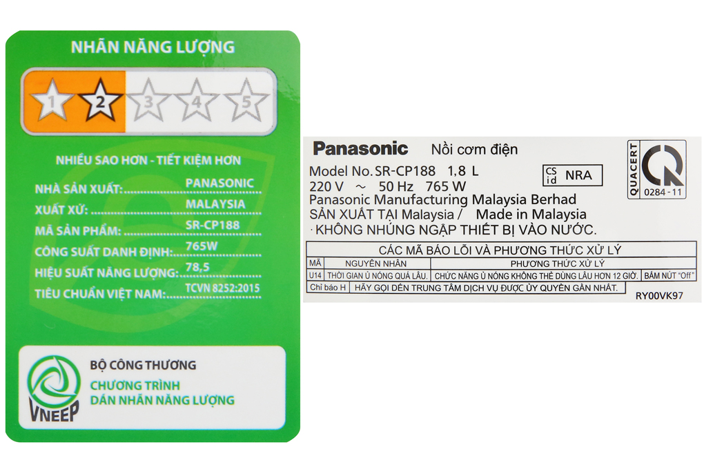 Nồi cơm nắp gài Panasonic 1.8 lít SR-MVN18FRAX  - Hàng chính hãng