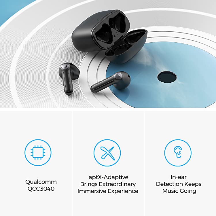 Tai Nghe Bluetooth Soundpeats TrueAir3  Game Mode QCC3040 Aptx Adaptive Đèn báo Cảm biến tai đeo - Hàng Chính Hãng