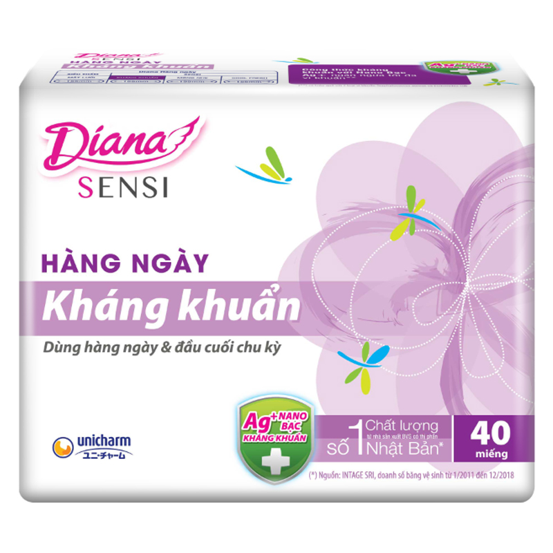 Combo 6 Băng Vệ Sinh Diana Daily Sensi Siêu Thấm Kháng Khuẩn (Gói 40 Miếng)