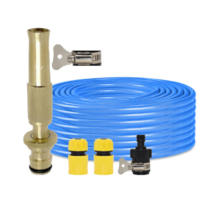 Bộ dây vòi xịt nước rửa xe,tưới cây,loại 20m 206701-1 đầu đồng,cút,nối đen+đai