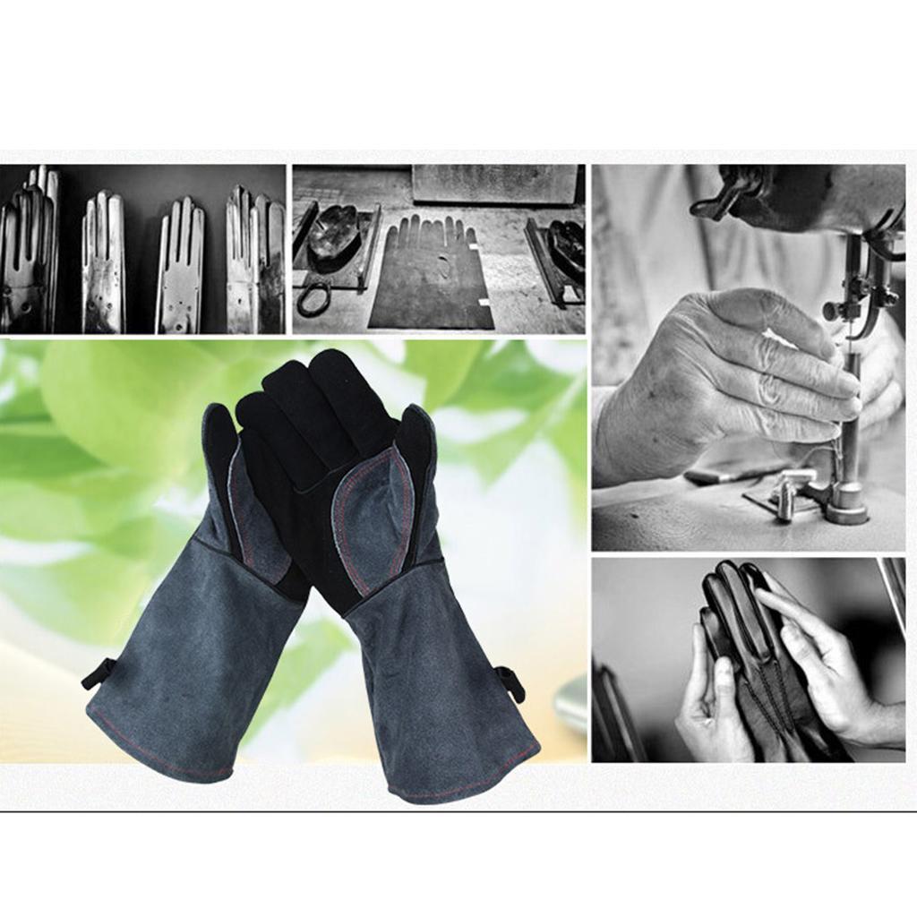 Leather Labor Gloves, Working Safety Gloves, Heat Resistant Protective Welding Working Gloves -Black