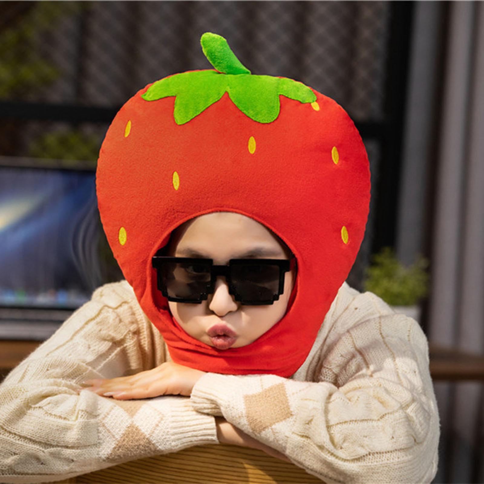 Soft Strawberry Hat Costume Hat Photo Prop Durable Decoration Lovely Headdress Headwear for Holiday Fancy Dress Cosplay Boys