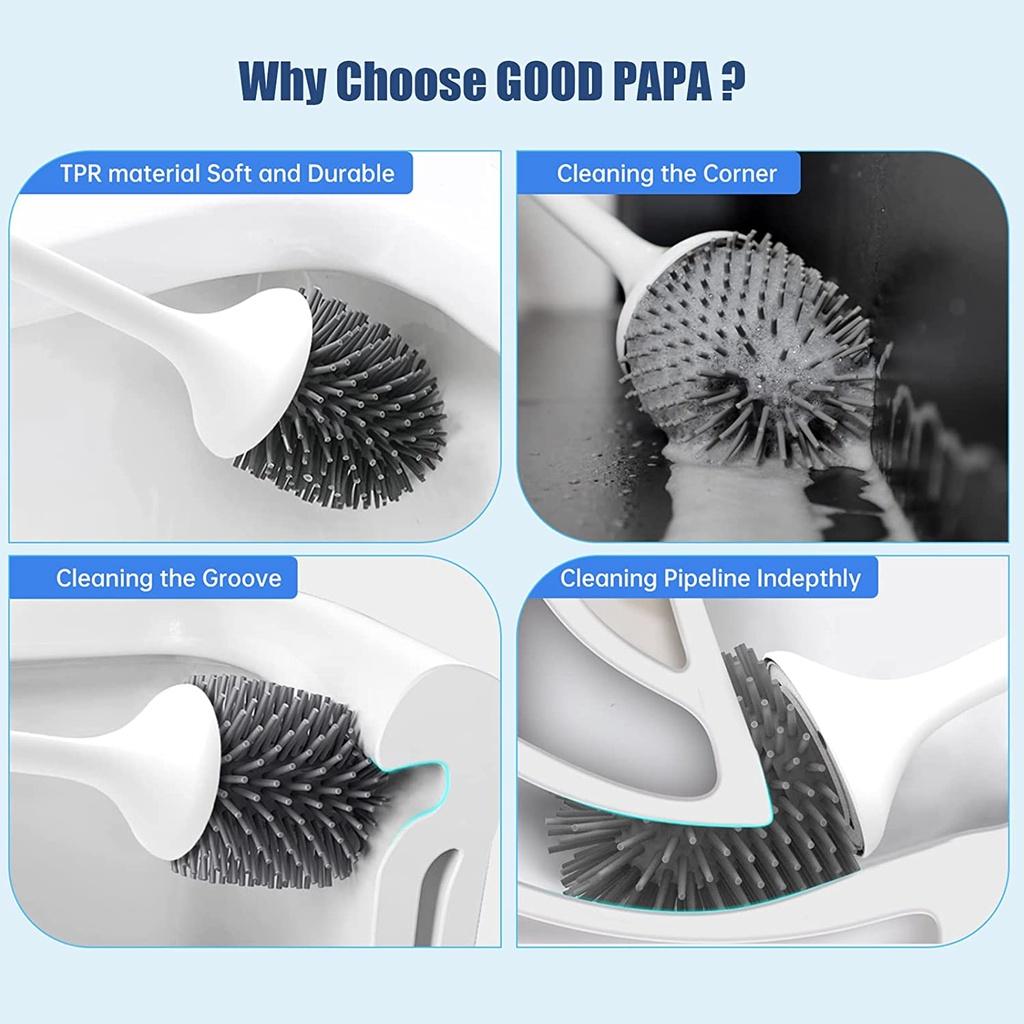 Bàn Chải Chà Toilet Xiaomi Youpin Goodpapa Bằng Silicon Với 2 Đầu Bàn Chải Tiện Dụng