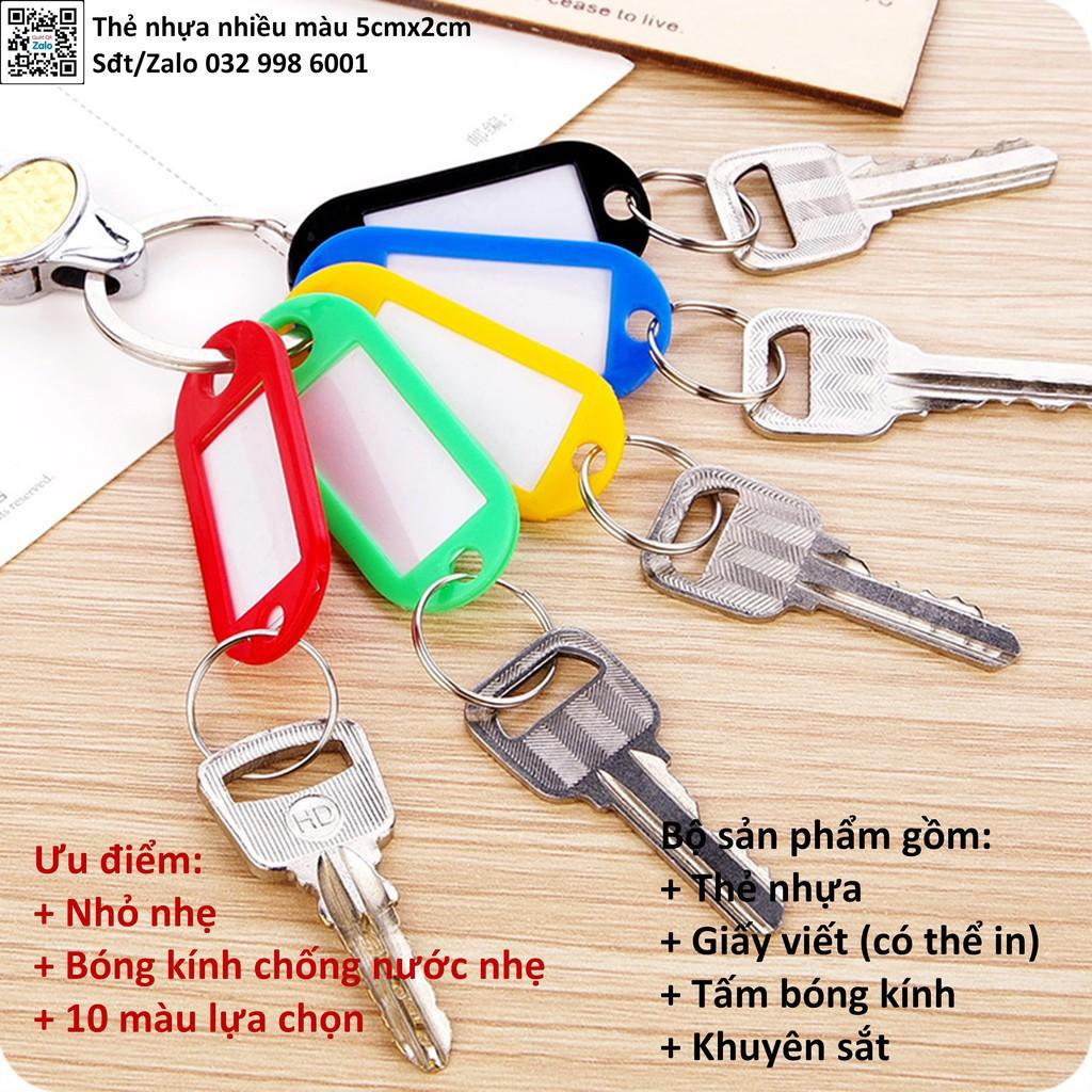 Combo 10 Thẻ nhựa ghi chú treo chìa khóa, Viết hoặc in ấn tên, SĐT treo balo, vali đánh dấu vật dụng bay_muoi