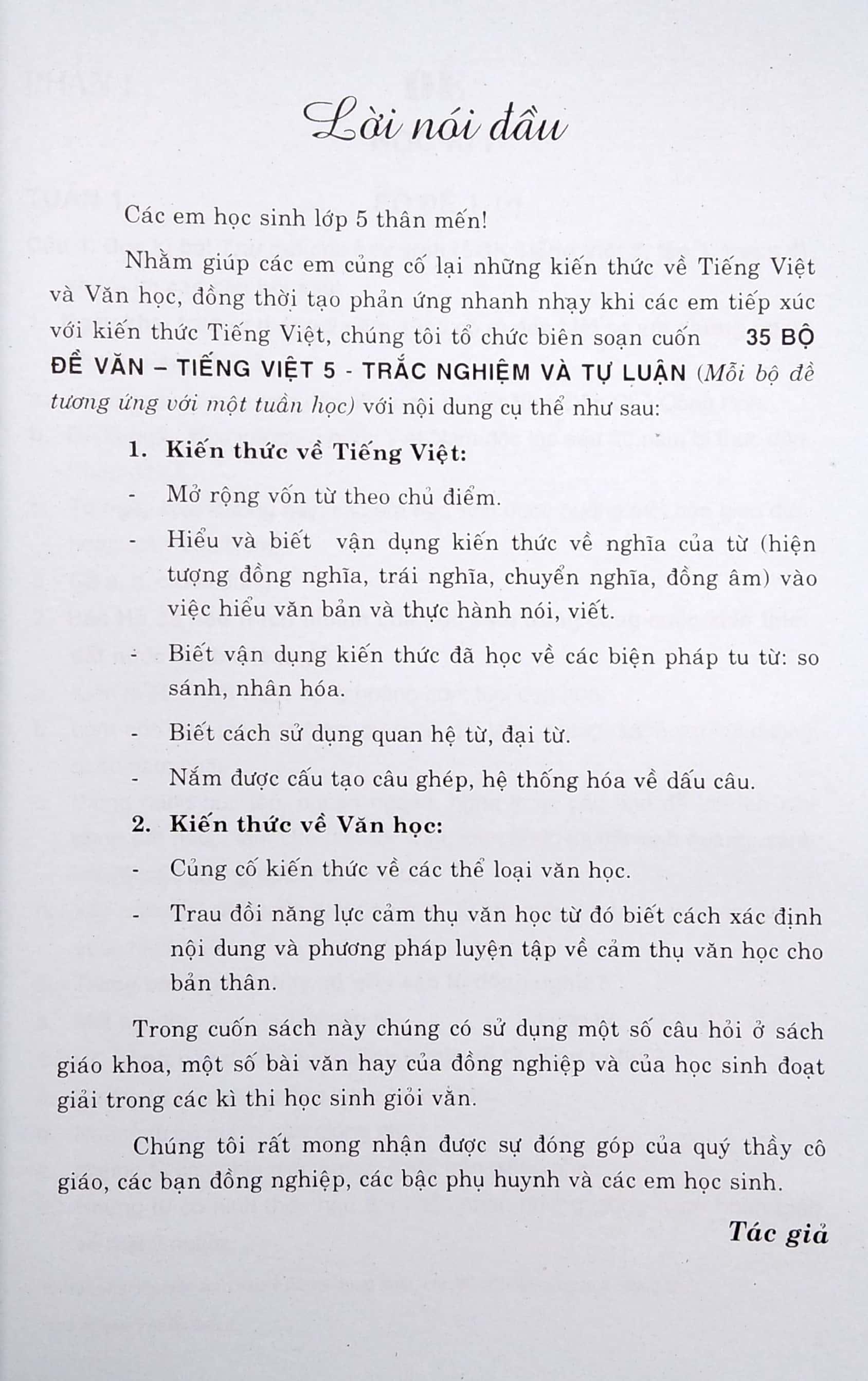 35 Bộ Đề Văn - Tiếng Việt 5 (Trắc Nghiệm Và Tự Luận)