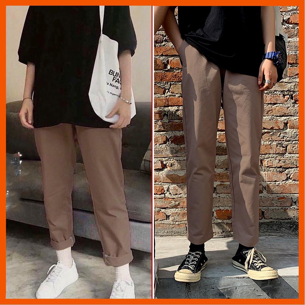 Quần Kaki Baggy Unisex Nam Nữ, Baggy Unisex Kaki Nam Nữ cạp chun vải Kaki nhập Hàn mềm co giãn