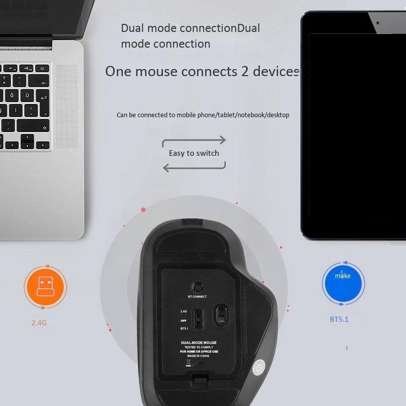 Bluetooth 2.4GHz Chuột, hai Chế Độ Chuyển Đổi 6 Nút USB Kết Nối Không Dây Chuột Với 500MAh Pin Chuột Cho Laptop