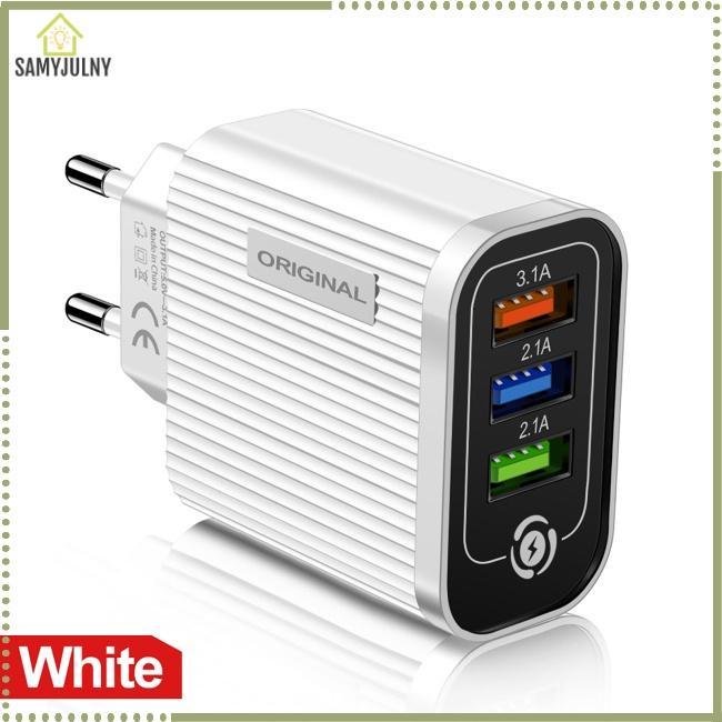 Củ Sạc Nhanh Famy Gồm 3 Cổng Usb 5V / 3A Có Đèn Led