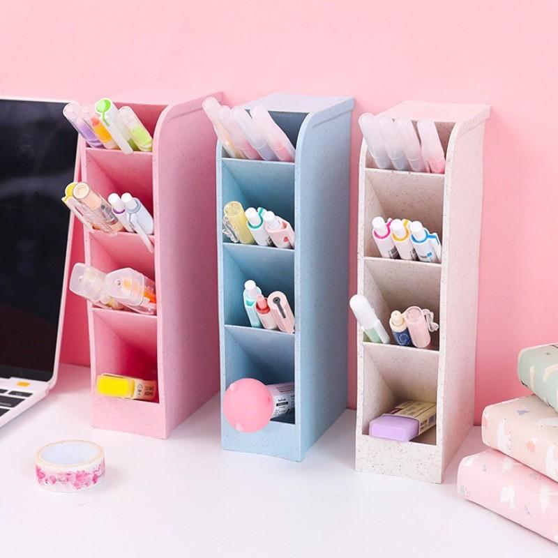 Kệ Đựng Bút/ Mỹ Phẩm/ Cọ Trang Điểm 4 Ngăn Đa Năng - Văn Phòng Phẩm Sáng Tạo