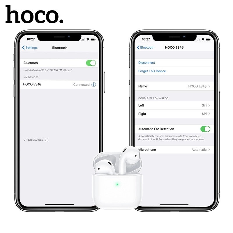 Tai Nghe Bluetooth True Wireless Mini Hoco ES46 Cool Pro V5.0 - Cảm Ứng - Định Vị - Đổi Tên Tai Nghe (Màu Trắng) - Hàng Chính Hãng