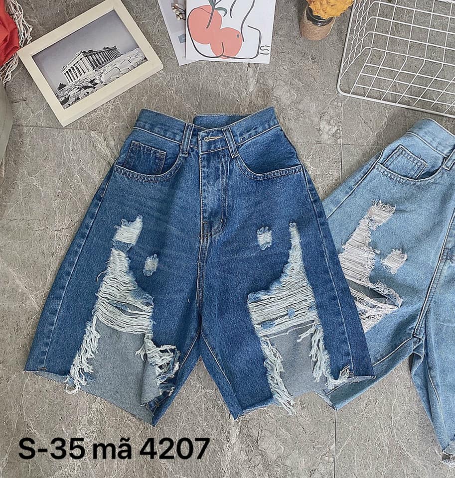 Quần short ngố jean nữ rách cao thời trang