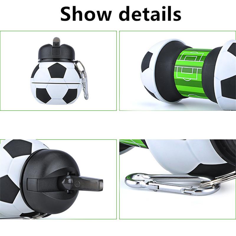 Sáng Tạo Thể Thao Bóng Đá Gấp Nước Chống Rò Rỉ Chống Rơi Di Động Silica Gel Ấm Siêu Tốc Văn Phòng Du Lịch Trường Kid Nước