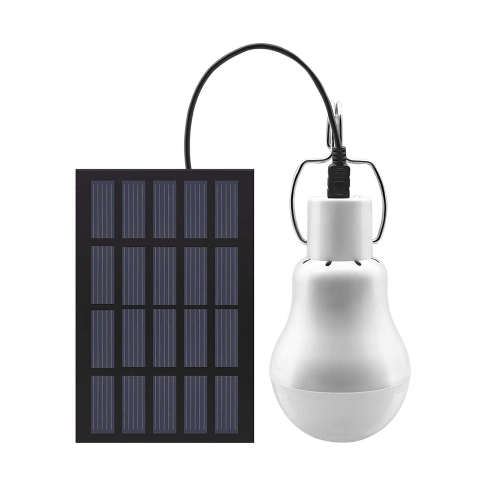 Portable LED Bulb Light Camping Solar Powered Panel Hanging Lamp Indoor