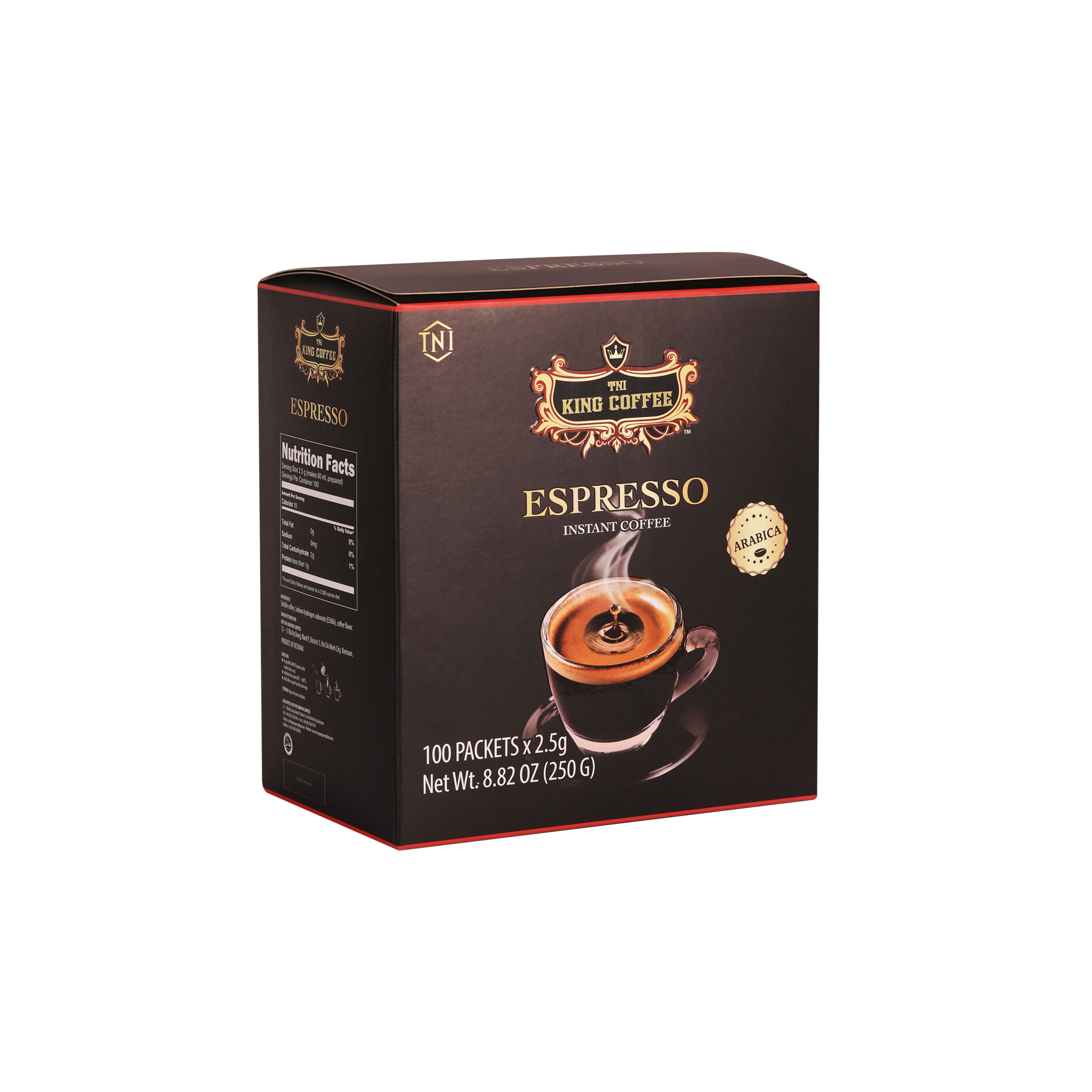 Combo 3 Cà Phê Đen Hòa Tan Espresso KING COFFEE - Hộp 100 gói x 2.5g + tặng 1 Cà Phê Đen