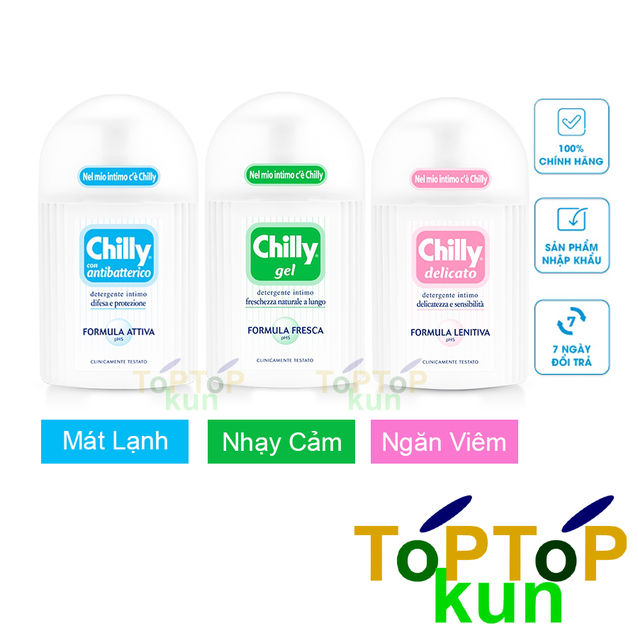 Dung Dịch Vệ Sinh Phụ Nữ Chilly Gel 200ml/chai - Hàng Chính Hãng Nhập Khẩu Ý