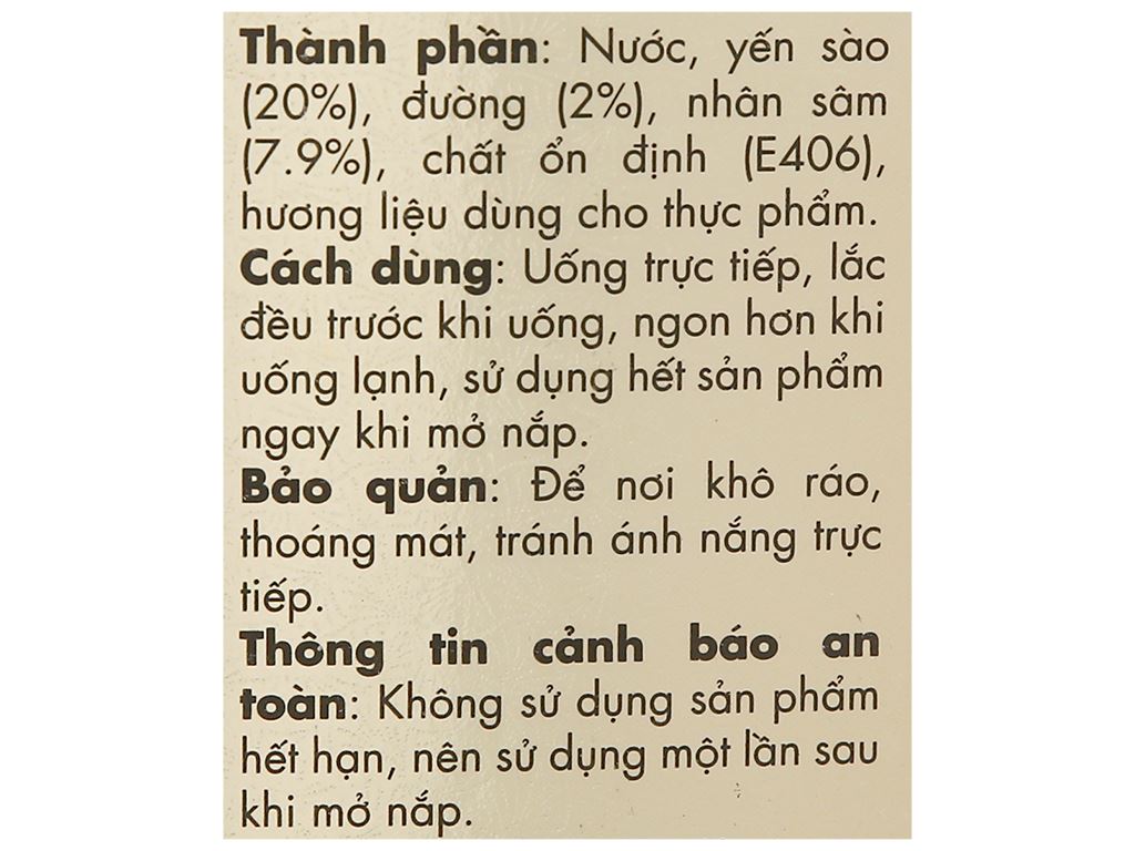 Combo 2 hộp Yến sào wins'Nest nguyên chất nhân sâm ít đường 20% (6 lọ x 70ml/ hộp)