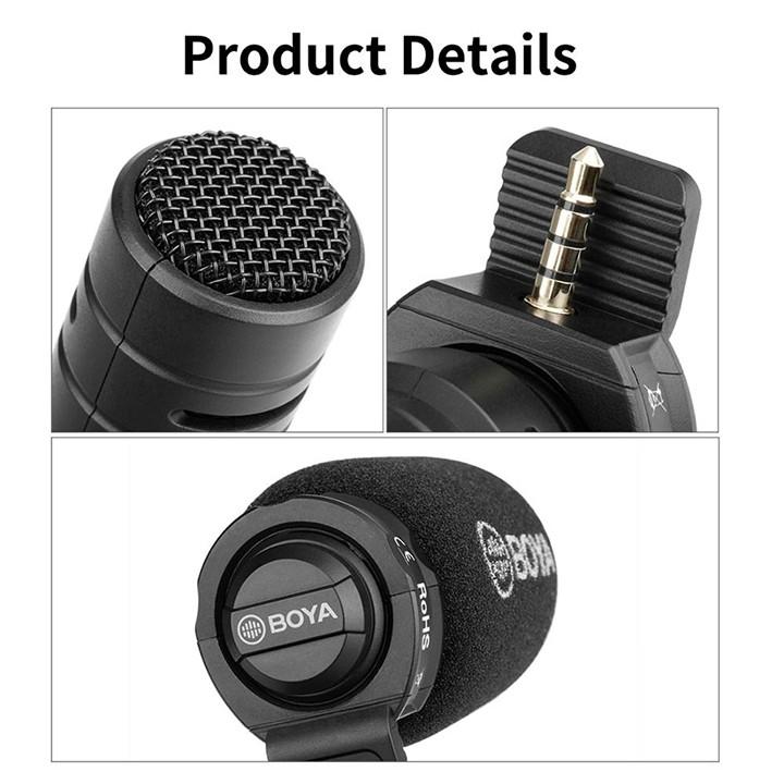 MIC QUAY VLOG CHO ĐIỆN THOẠI BOYA BY-A7H CỔNG 3.5MM - HÀNG NHẬP KHẨU