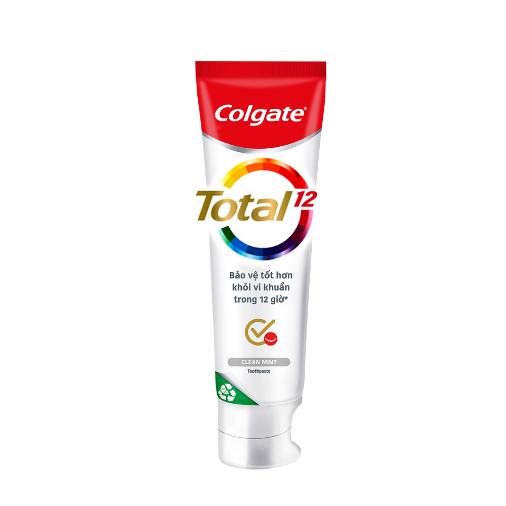 Kem đánh răng Colgate diệt vi khuẩn Total Clean Mint hương bạc hà bảo vệ toàn diện 12h 170g/tuýp