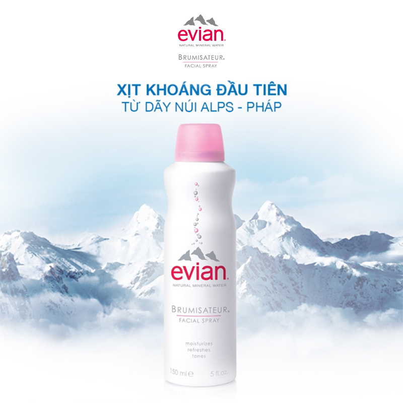 Xịt khoáng Evian Cấp Ẩm Và Làm Dịu Da Spray Brumisateur Natural Mineral Water 150ml