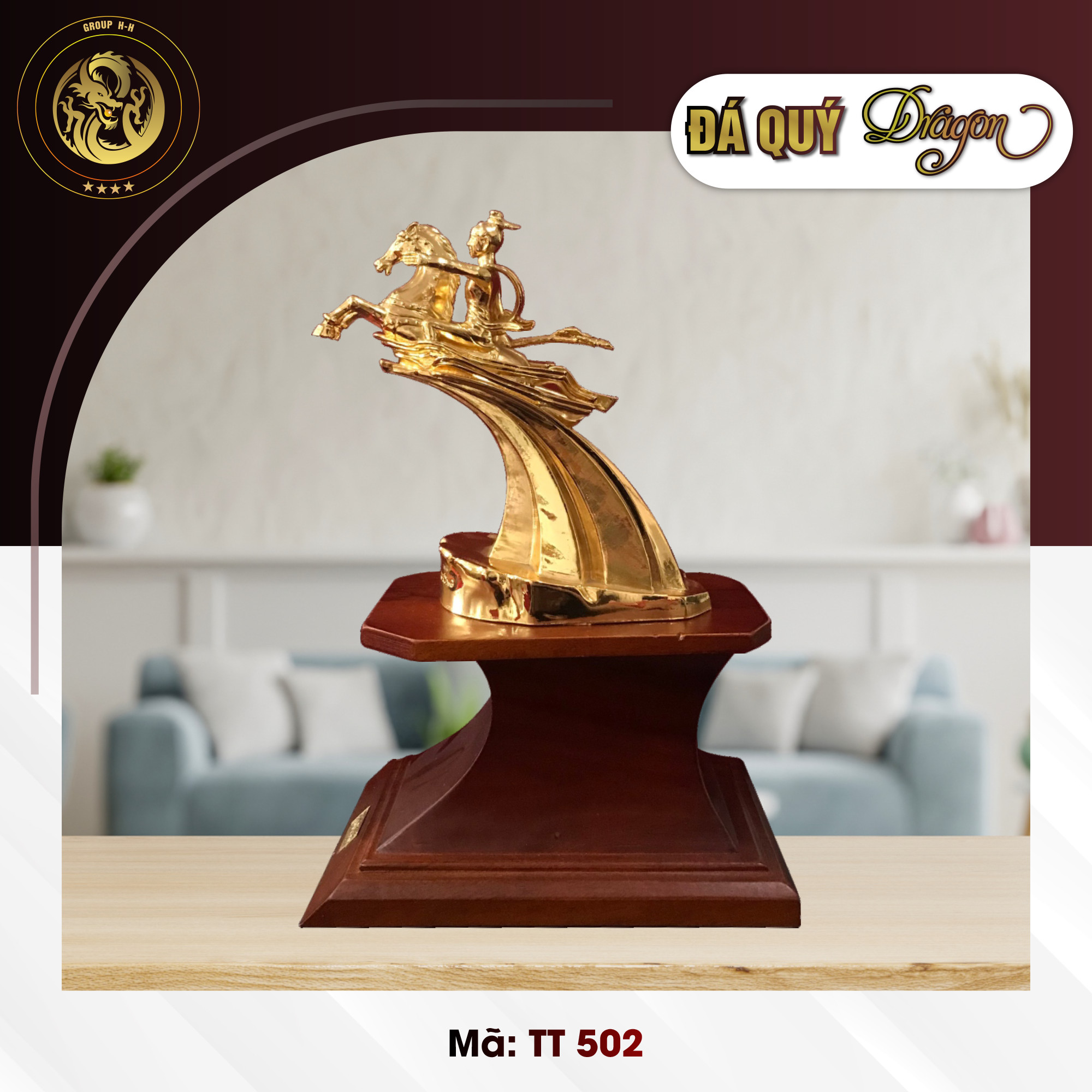 Tượng Thánh Gióng Mạ Vàng 24k 35cm TT 502
