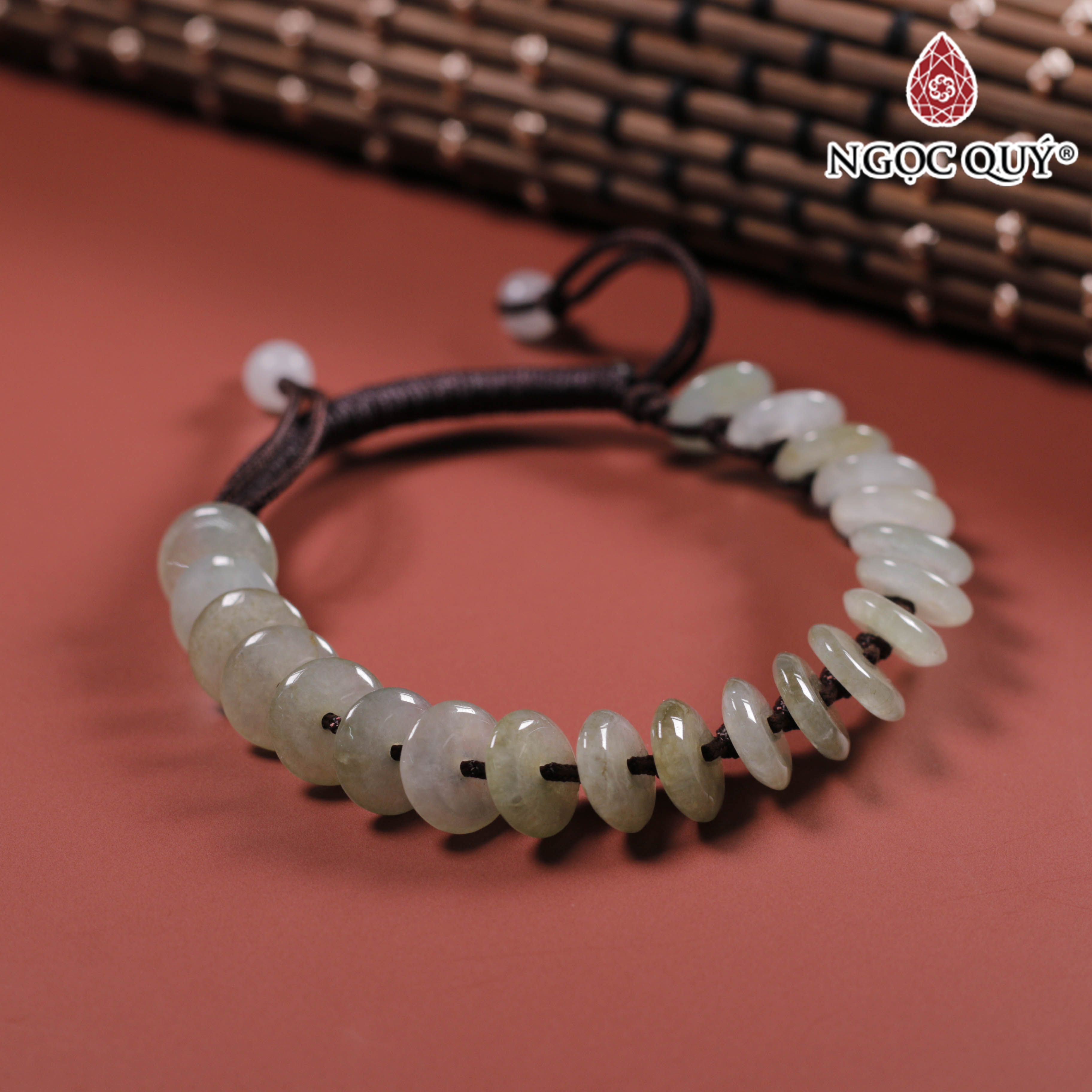 Vòng thắt dây đồng điếu đá cẩm thạch 10mm mệnh hỏa, mộc - Ngọc Quý Gemstones