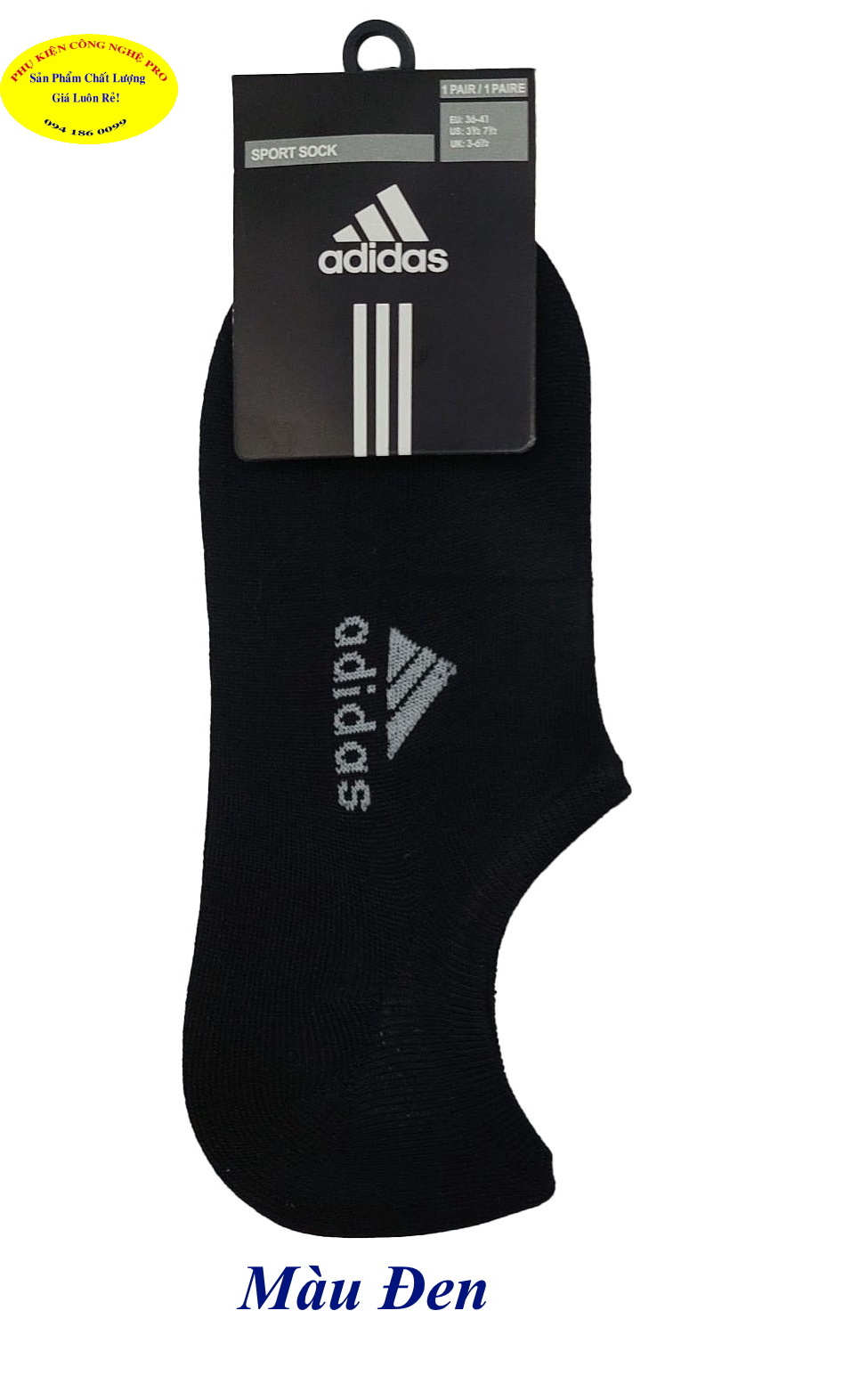 Tất Vớ lười Nam In chữ adidas Chất liệu thun cotton co giãn, Thấm hút mồ hôi, Bảo vệ đôi chân Sport sock
