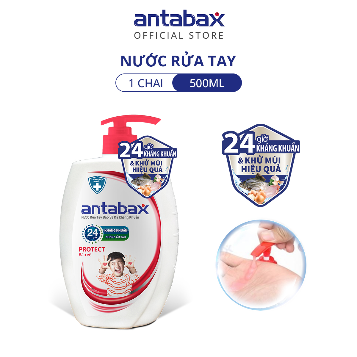 Nước Rửa Tay Bảo Vệ Da Kháng Khuẩn Antabax Protect Bảo Vệ 500ml