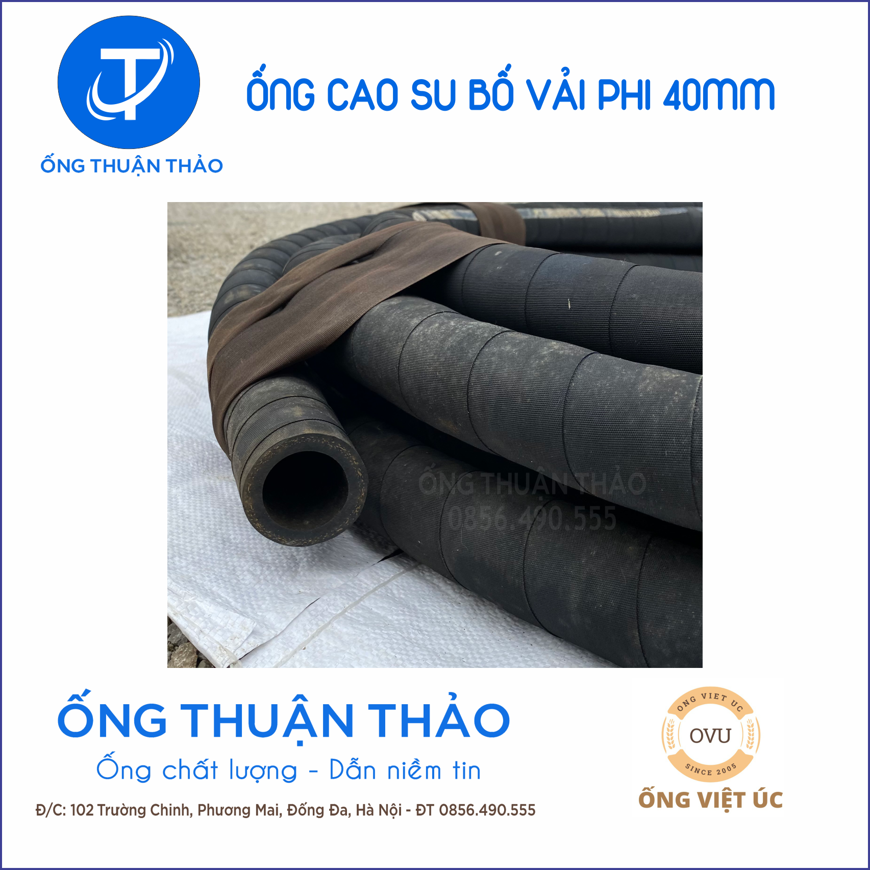 Ống Cao Su Bố Vải Phi 40mm CUỘN 20 MÉT- Hàng Nhập Khẩu - Ống Thuận Thảo