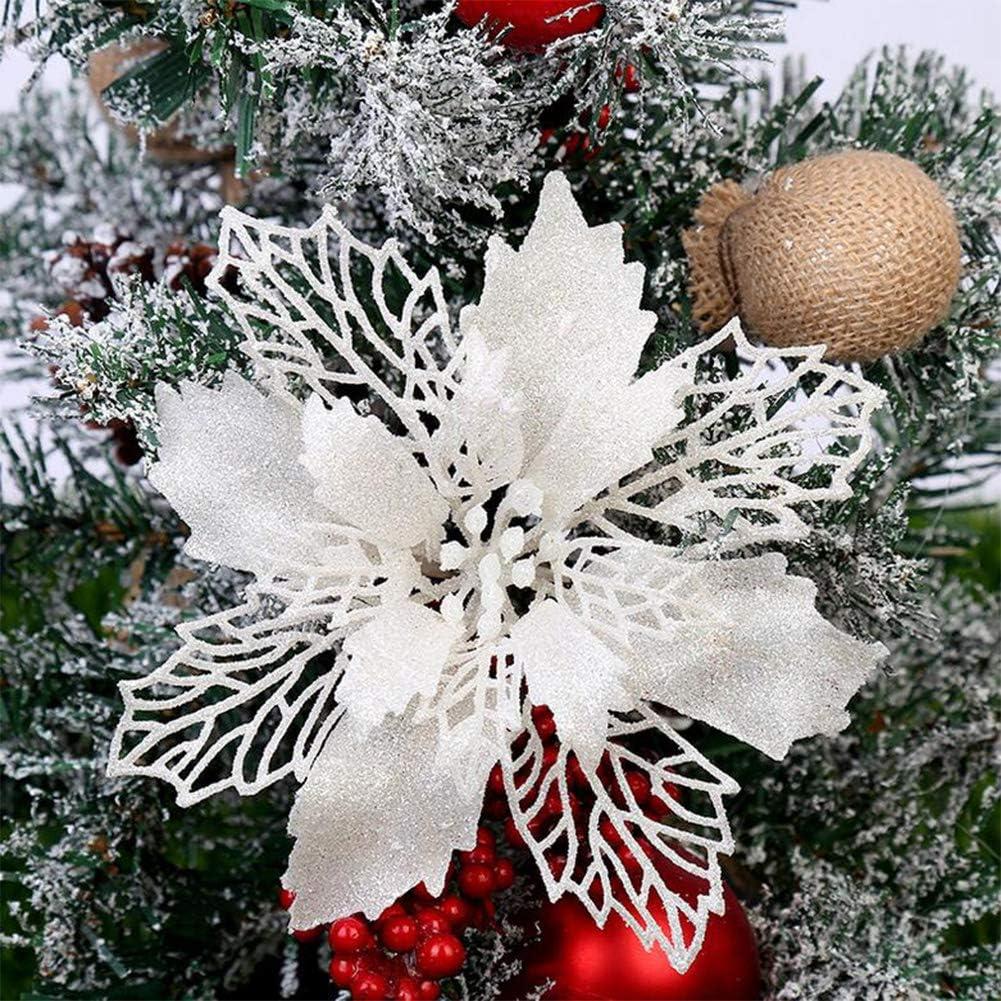 12 Cái Mặt dây chuyền Cây Giáng sinh DIY Hoa Giáng sinh Mặt dây chuyền Trang trí cho Cây thông Noel và Trang trí Tiệc Trang trí Cây thông Noel