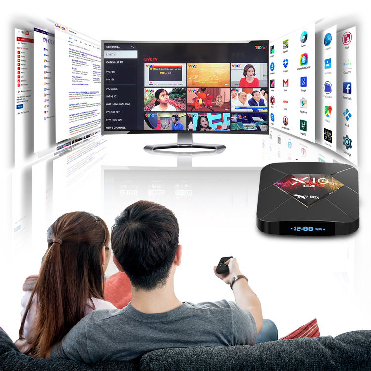 Android TV BOX RAM 4G, Bộ nhớ 32G, xem phim 6K, chơi game, hỗ trợ tính năng tìm kiếm bằng giọng nói mới nhất hiện nay X10 PLUS