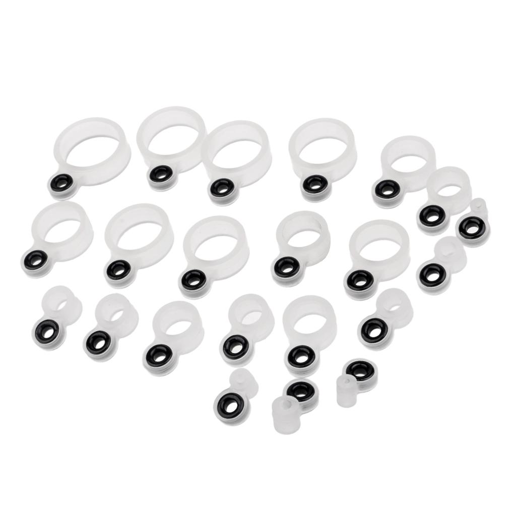 22Pcs Silicone and Ceramic Fishing Rod Guides Repair Kit Rod Tip Eye Rings