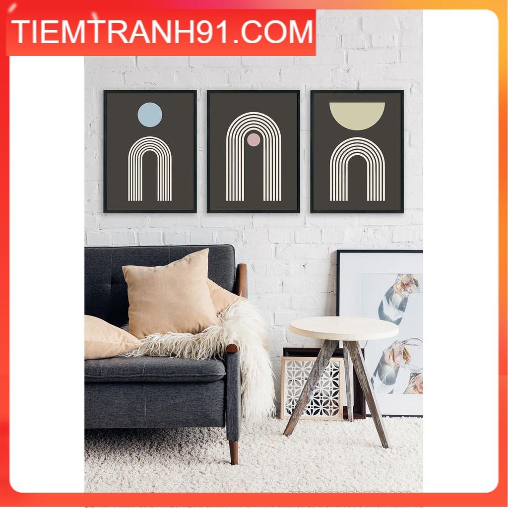Tranh treo tường | Bộ 3 tranh White Arches Wall Art / Gray White Print Set / Pastel Colors Poster
