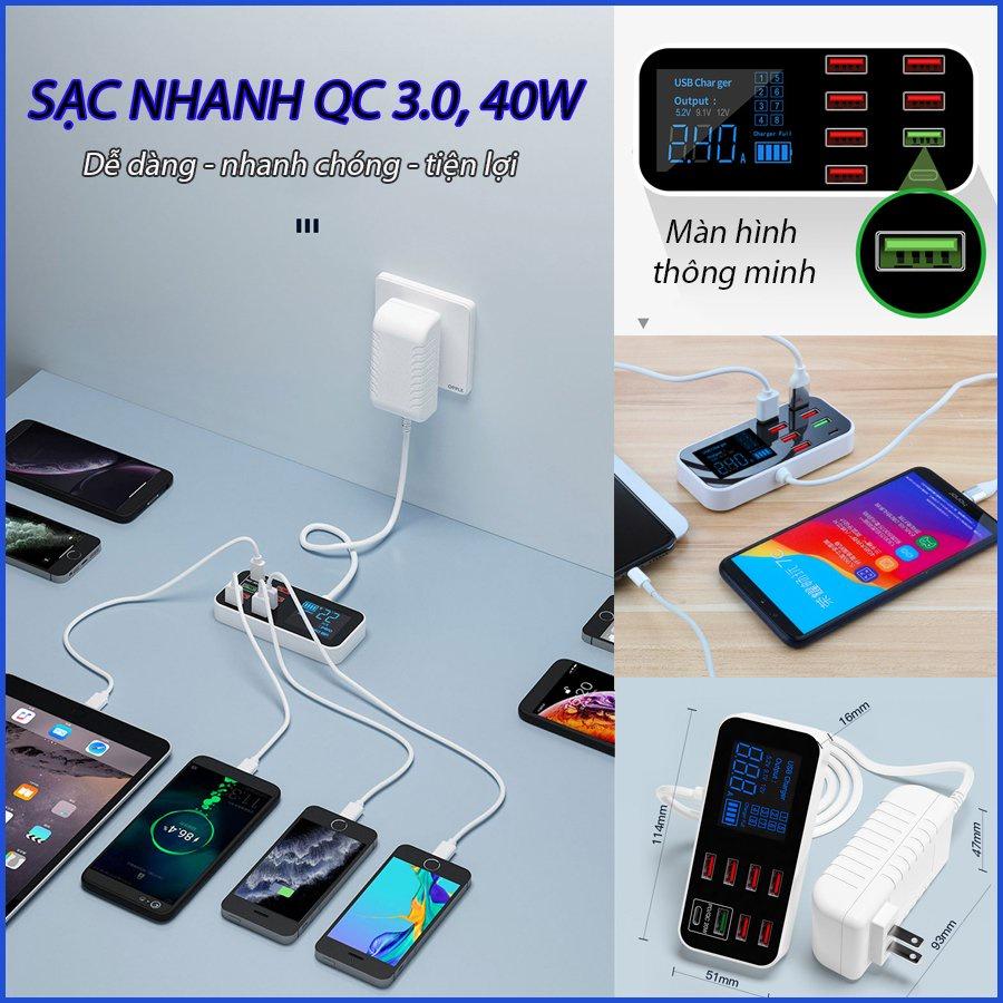 Sạc Nhanh 8 trong 1 Eomart Công suất 40W - công nghệ sạc nhanh tích hợp chíp thông minh